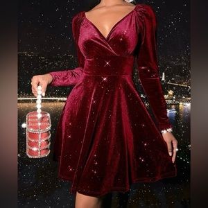 Holiday party Dress burgundy color